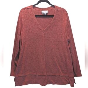 Nordstrom Rack Red Rust Sweater Top Tunic Long Sleeves Oversized Size XL